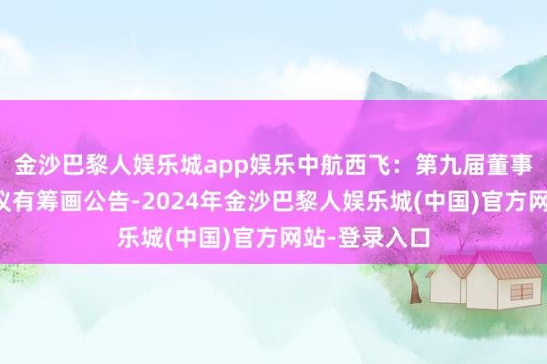 金沙巴黎人娱乐城app娱乐中航西飞：第九届董事会第七次会议有筹画公告-2024年金沙巴黎人娱乐城(中国)官方网站-登录入口